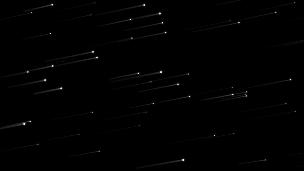 Dynamic White Particles Moving Across Black Screen