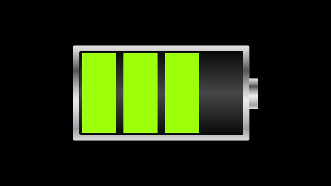 animación del icono de la batería cargándose de 0 a 100 por ciento