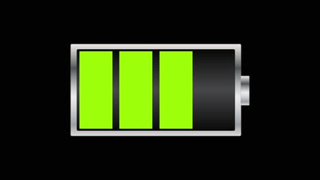 animation of battery icon charging from 0 to 100 percent