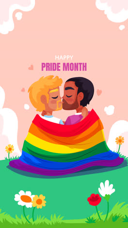 motion graphic of flat pride month lgbt illustration