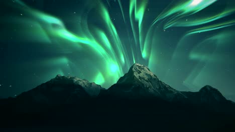 Aurora-Borealis-Grüne-Nordlichtberge