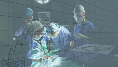 animación del procesamiento de datos sobre diversos cirujanos masculinos y femeninos en el hospital