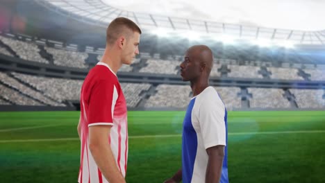 Animation-of-stadium-over-diverse-male-soccer-players