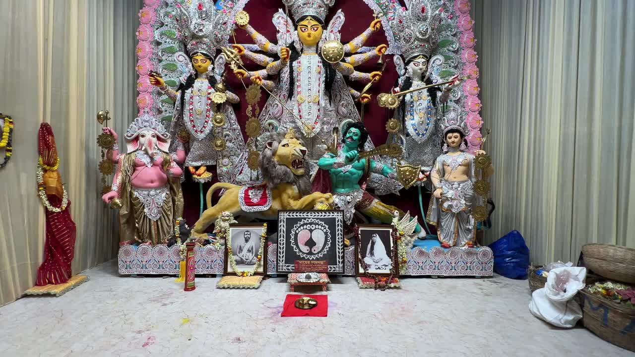 Beatifully decorated cute Goddess Durga in Kolkata.