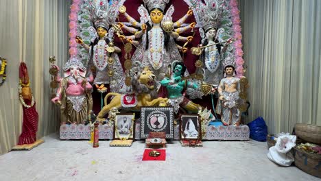 beatifully decorated cute goddess durga in kolkata.