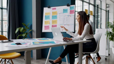 mujer de negocios que trabaja en una oficina moderna