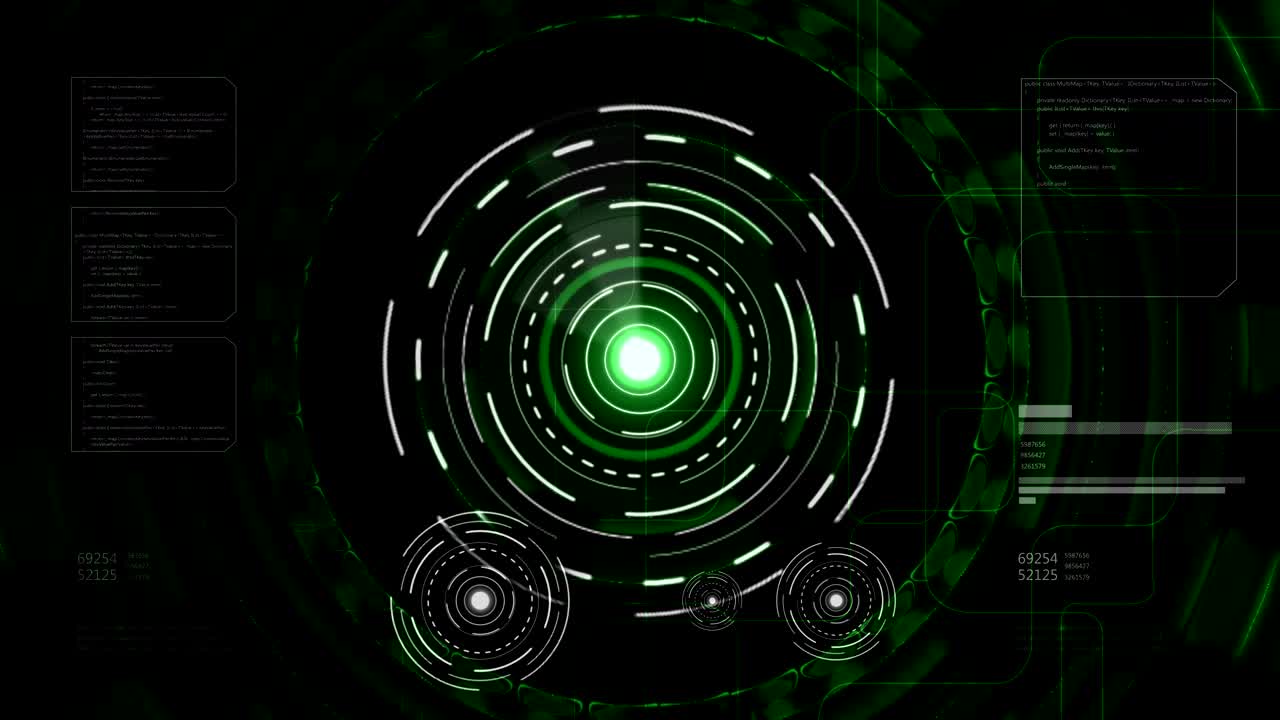 una pantalla verde futurista para el frente.