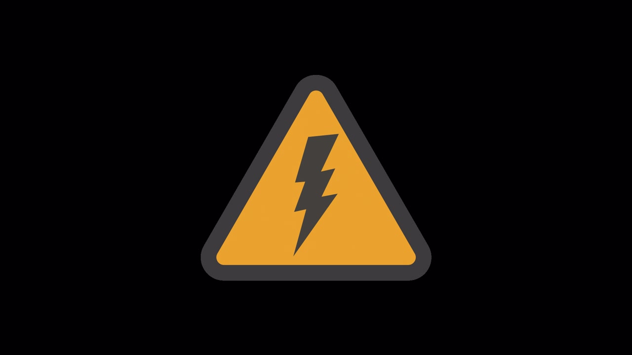 Animated Warning Sign with Flashing Lightning Bolt Symbol