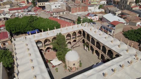 aerial great inn(büyük han) cervansarai in nicosia old town, north cyprus