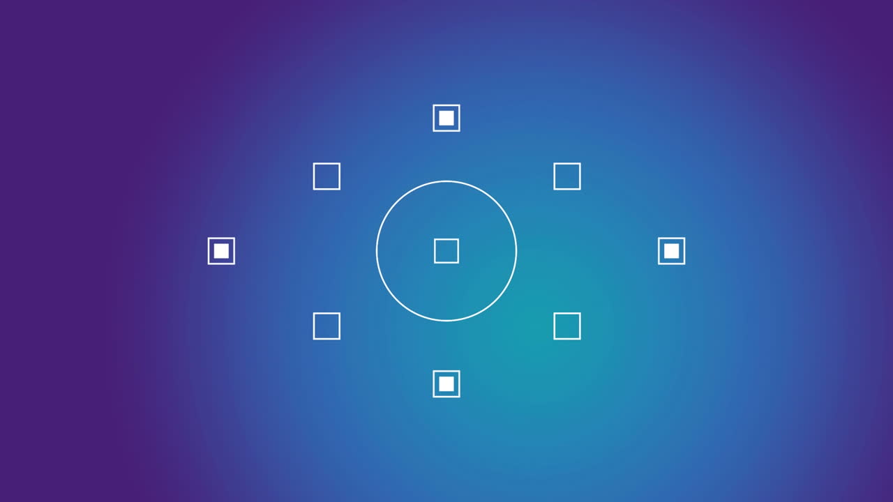 animación de formas abstractas que se mueven contra el espacio de copia en un fondo de gradiente azul.