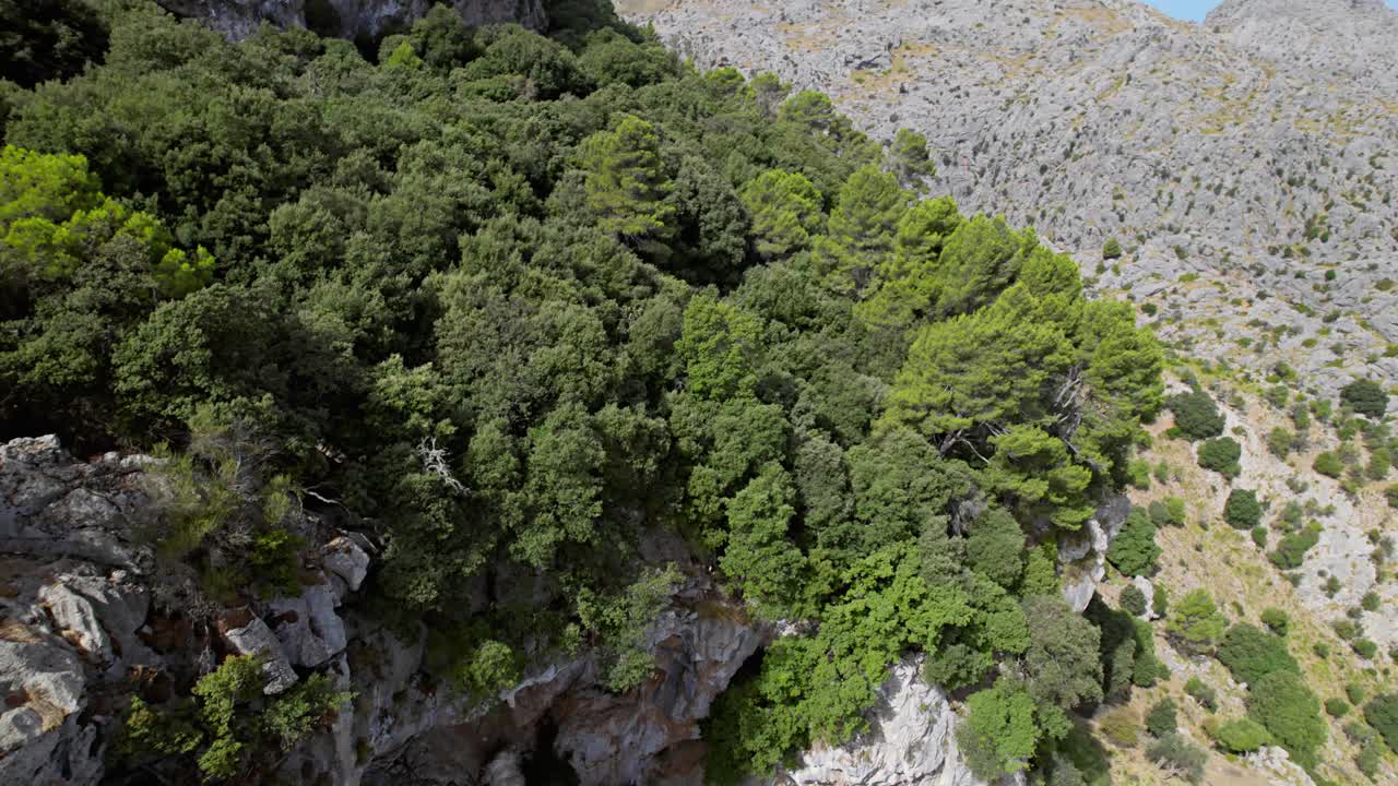 disparo de apertura de drones montañas de mallorca serra de tramuntana islas baleares en el fondo del mar mediterráneo