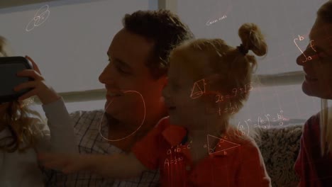 animation of mathematical drawings and equations over family using vr headset
