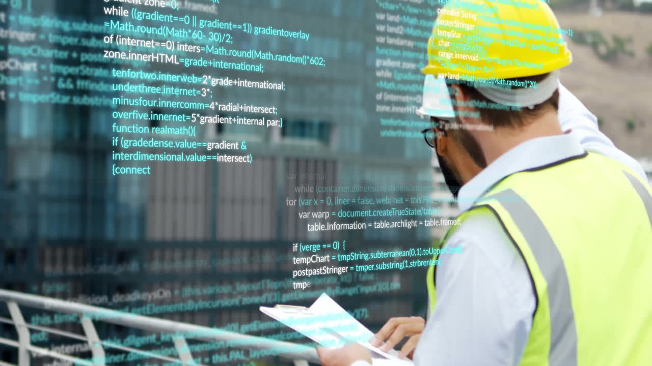 animazione dell'elaborazione dei dati su diversi architetti e cantieri