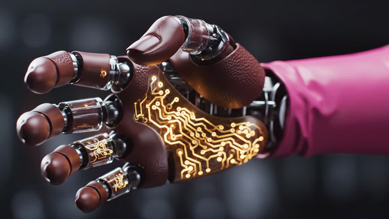 Futuristic Robot Hand with Glowing Circuitry