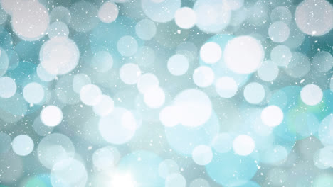 animación de nieve cayendo sobre las luces de hadas de navidad en el fondo