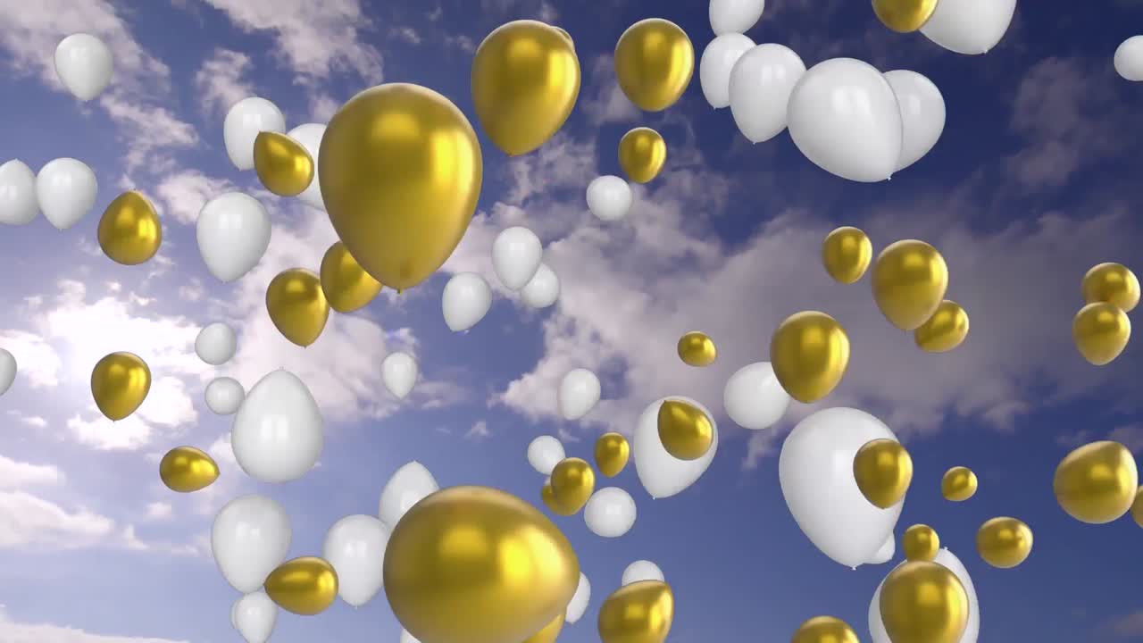 globos en el cielo azul