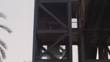 colorful old elevator outside the bridge