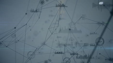 network of connections and data processing animation over abstract background