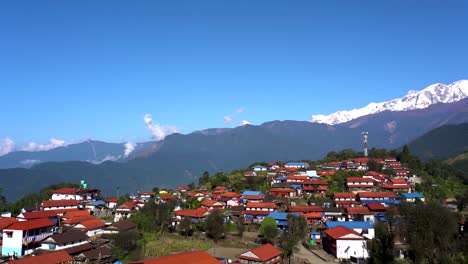 landscape view of snow covered mountain in lamjung, nepal.