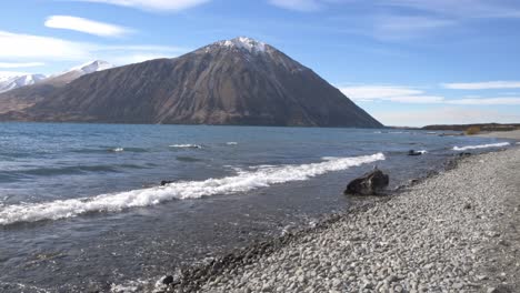 lake ohau and mountains in the mackenzie basin in the south island of new zealand - wide shot