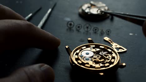 mechanical watch repair. watchmaker is repairing the mechanical watches