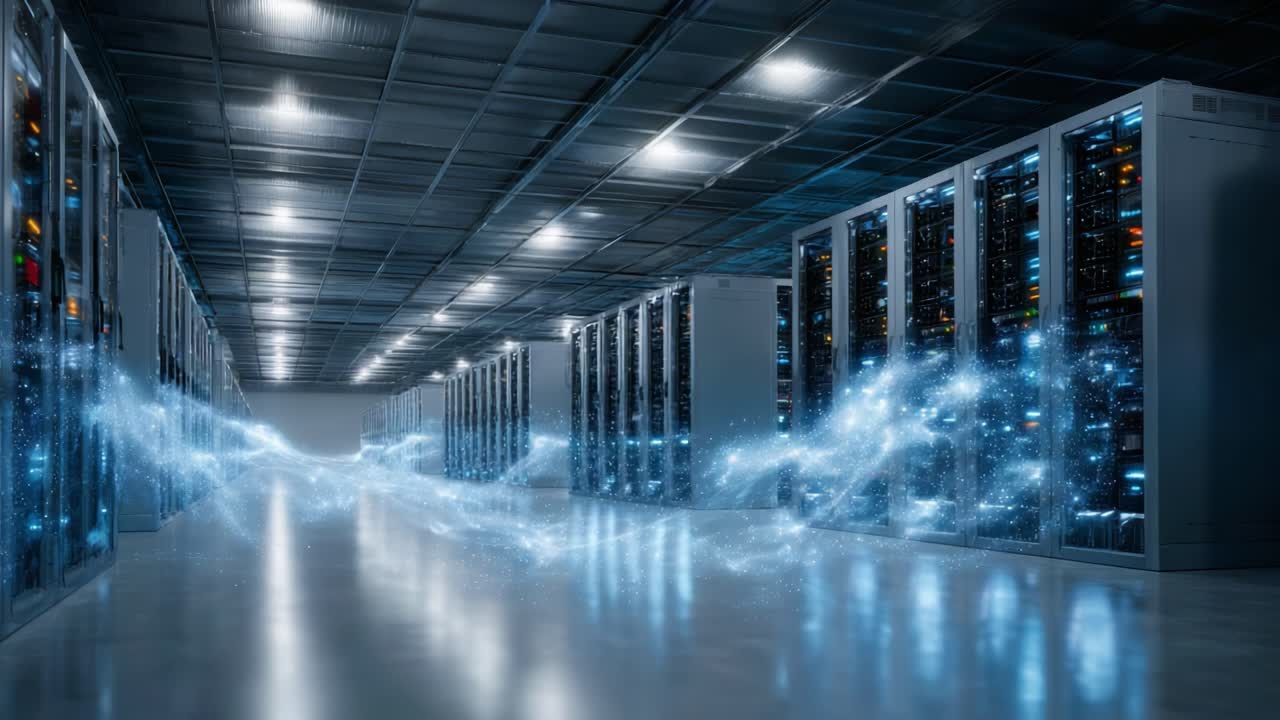An Intriguing Look Into a Modern Data Center: Exploring the High-Tech Infrastructure and Connectivity of Advanced Server Storage Systems