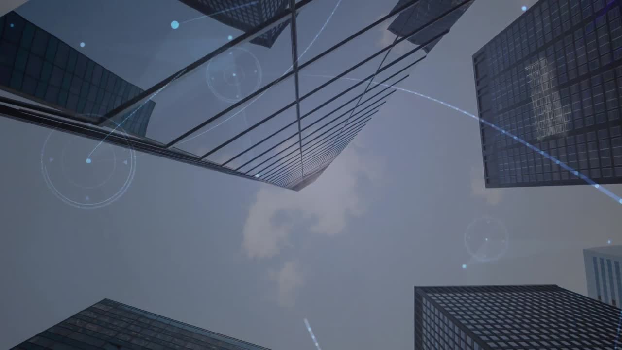 도시 풍경에 대한 연결 네트워크의 애니메이션