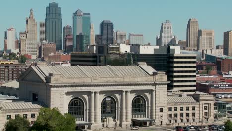 a daytime view of the kansas city missouri skyline including union station in foreground 2