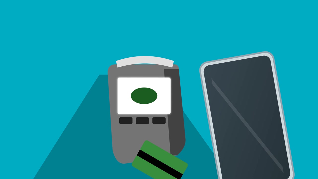 Animated Credit Card Payment Transaction on Point of Sale Terminal