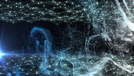 animation of network of connections over colourful spots
