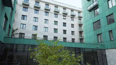 modern apartment buildings with courtyard