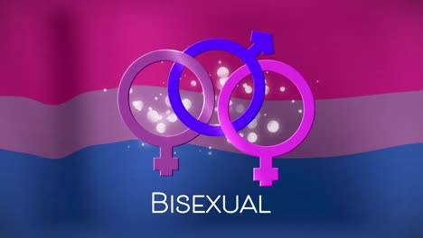 animación del símbolo bisexual sobre la bandera a rayas