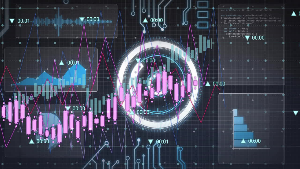 Animation of digital data processing over screens