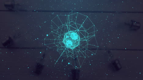 animación de globo de formas sobre manchas blancas y tabla