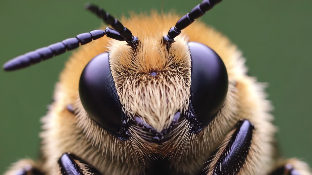 Close-up of a bee's head