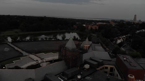 drone-flyby-of-high.-school-building-under-renovation