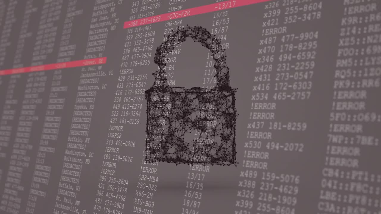 animación digital de los iconos de candados de seguridad contra el procesamiento de datos por computadora sobre fondo gris
