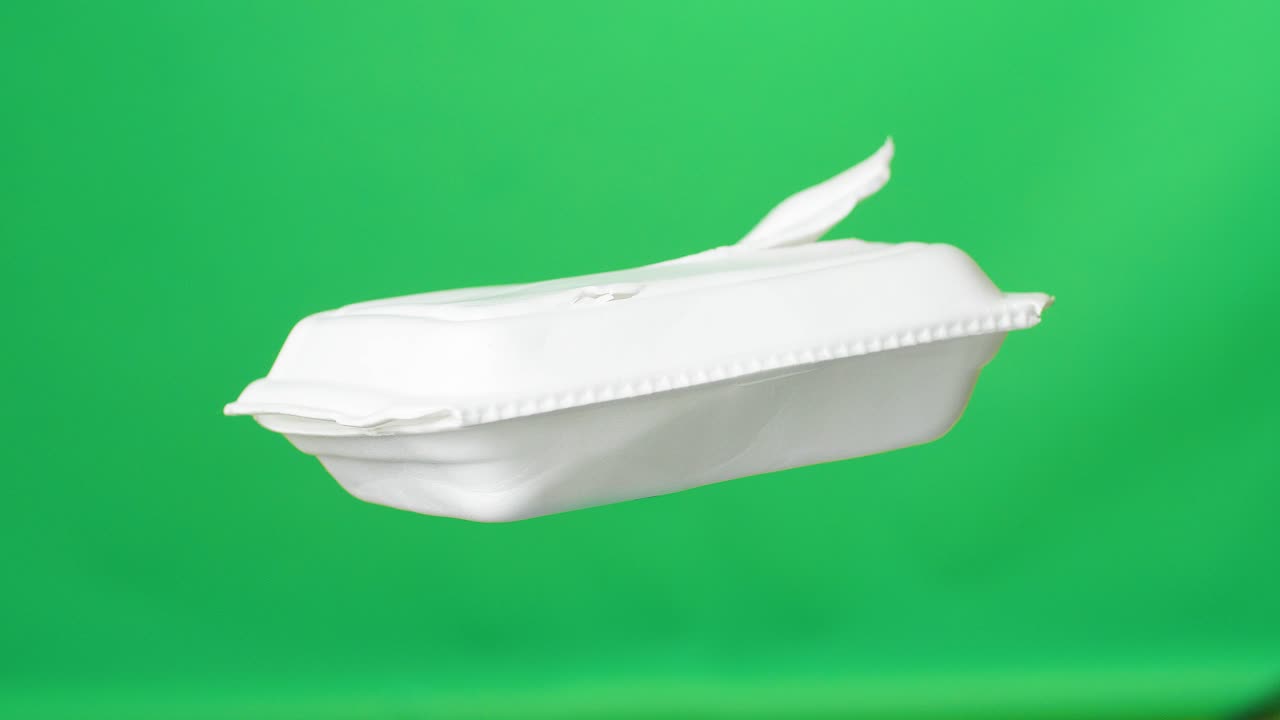 Food Foam Tray Garbage Waste Rotating On Green Screen Background