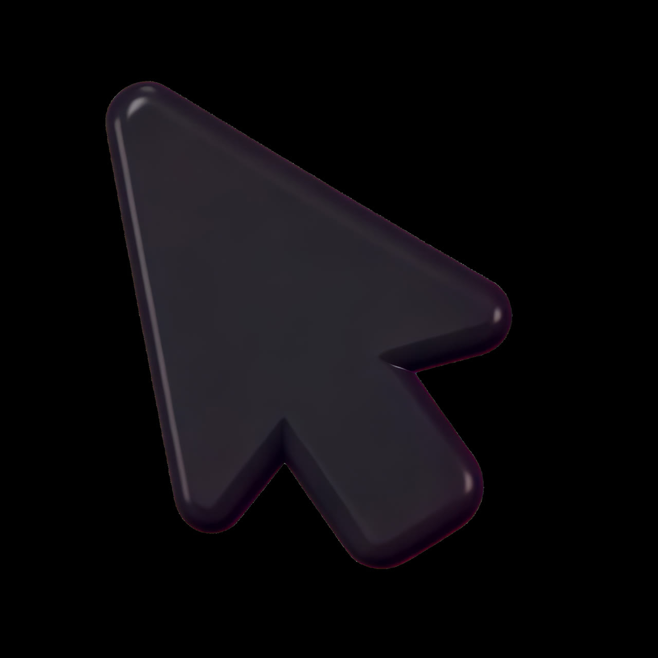 3D black arrow cursor animation isolated asset, transparent 4K video, alpha channel, ProRes 4444