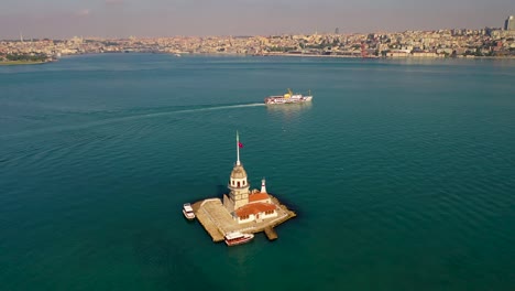 maiden's tower also known as leander's tower aerial view from istanbul.