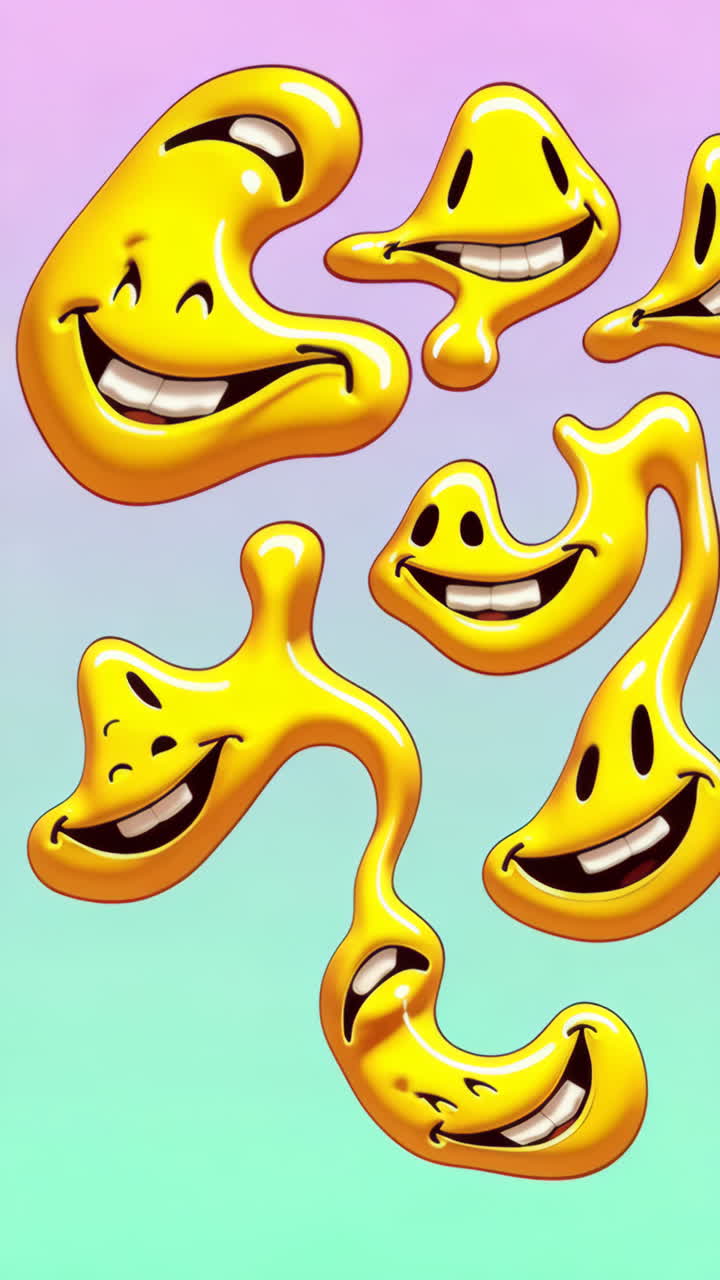 Wavy Yellow Cartoon Smiley Faces on a Gradient Background