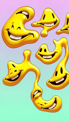 wavy yellow cartoon smiley faces on a gradient background