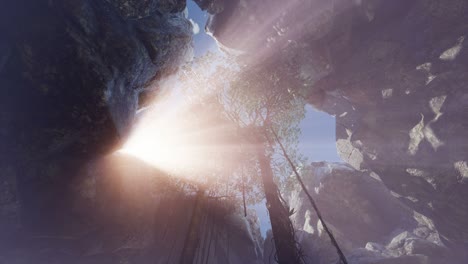 luz del sol dentro de una cueva misteriosa