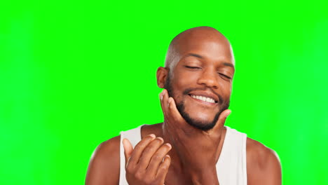 Beard,-grooming-and-face-of-a-black-man-on-a-green