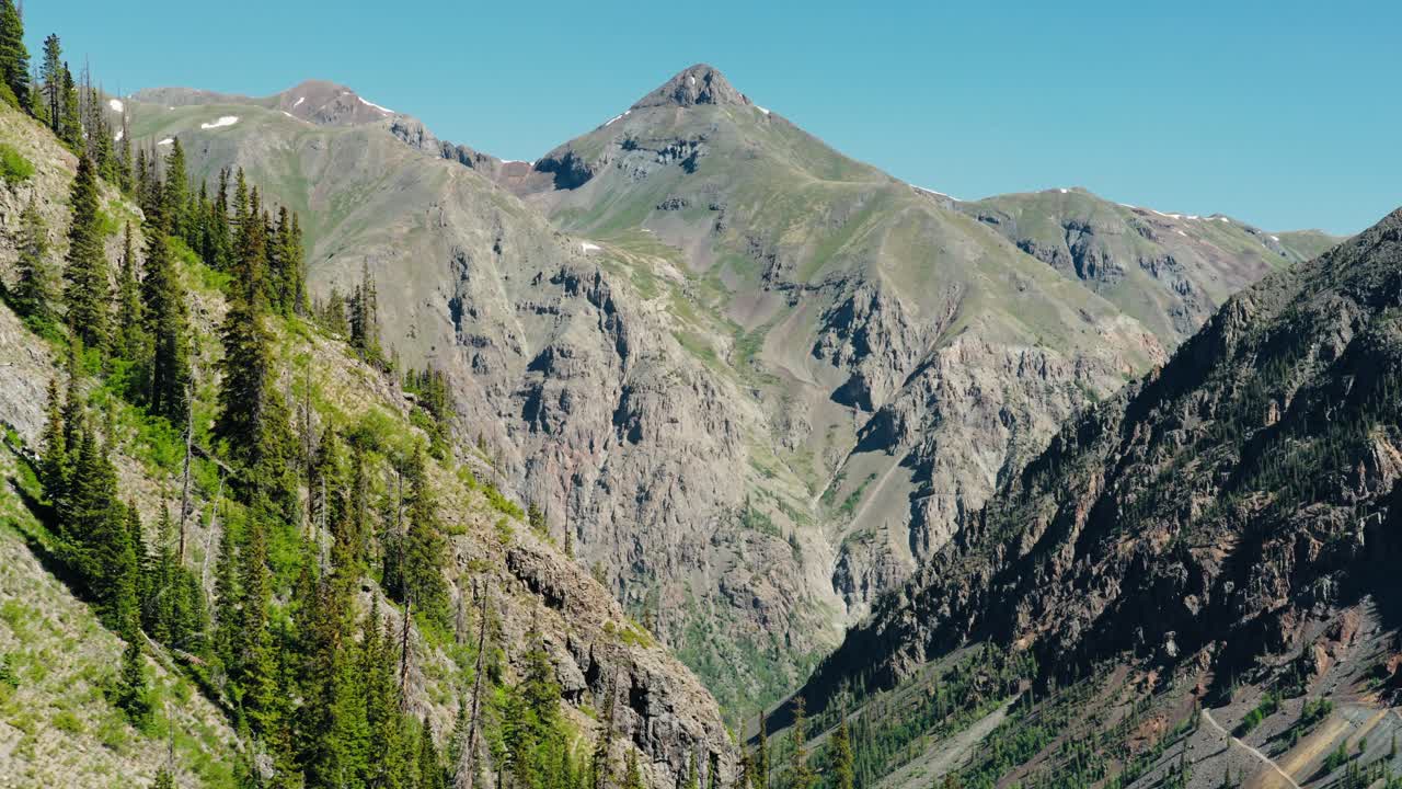Aerial view of a peak of the San Juan mountain range.