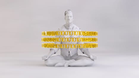 man surrounded by binary data technology looping concept