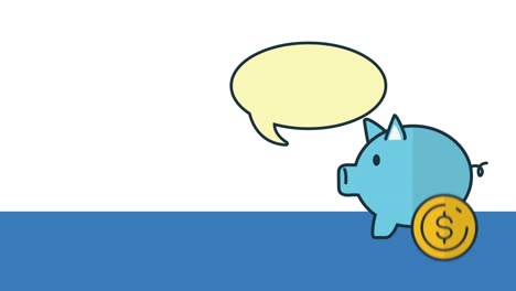 piggy with money and speech bubble economy