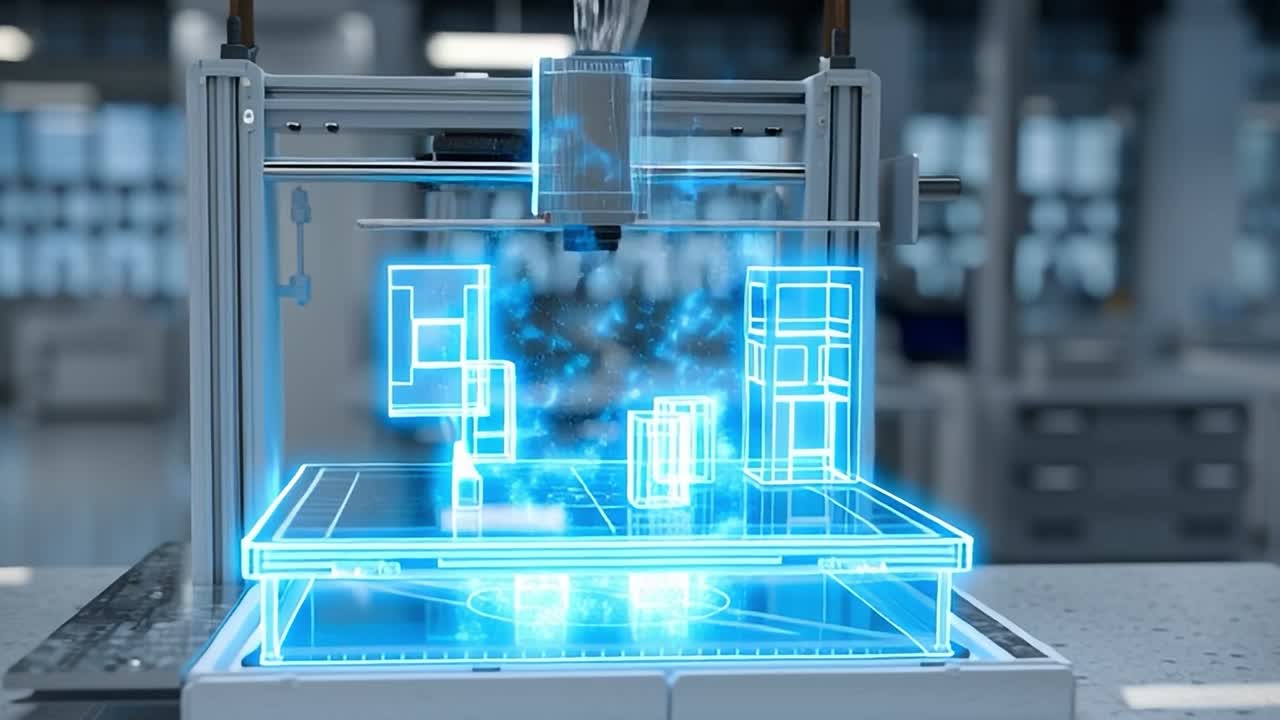 Advanced 3D printer operates in a modern laboratory environment