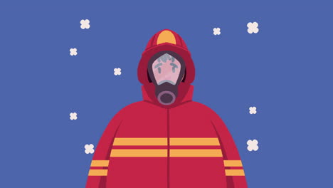 animación del trabajador del servicio de emergencia de bomberos