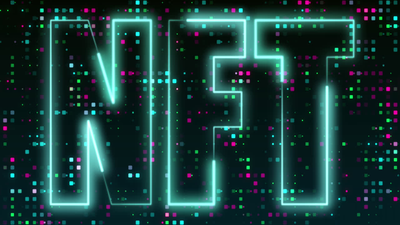 Animation of nft over black background with lights